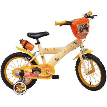 Vélo Enfant Garçon 14" Prince Des Sables - 4 à 6 ans - Beige, Orange, Jaune, équipé de 2 Freins