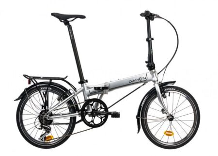 Vélo Pliant DAHON MARINER D8 20" Cadre en Aluminium Léger 8 Vitesses Freins V pour Adultes de 145 cm à 195 cm Argenté