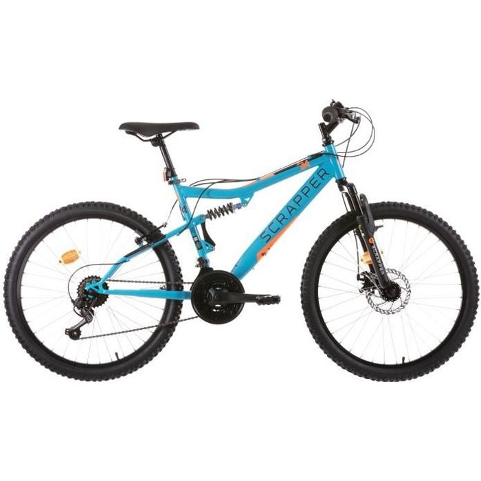 Vélo VTT 24 » SCRAPPER Tout Suspendu – 18 Vitesses avec dérailleur Shimano & Frein avant à disque