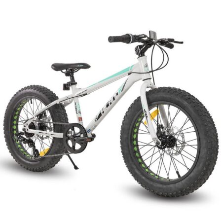 Vélo VTT FAT 20" HILAND BIKES en Aluminium avec SHIMANO 7 Vitesses et Freins à Disques - Blanc