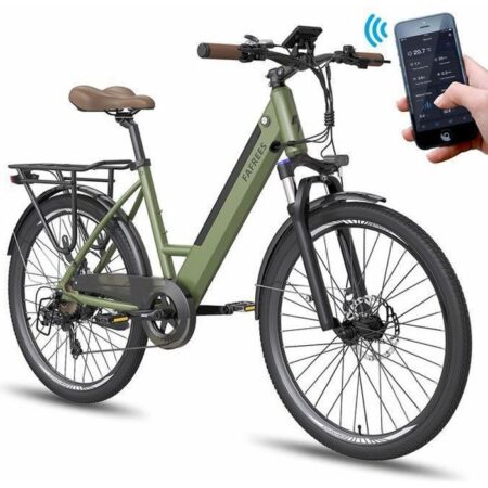FAFREES F26 Pro Vélo électrique 26"- Moteur 380W - Batterie 14.5Ah/36V, Shimano 7 - Vélo de Ville avec contrôle APP, Autonomie