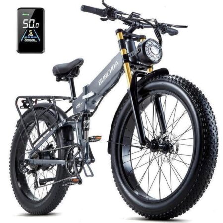 Vélo Électrique E-BIKE Pliable Adulte - BURCHDA R5 Pro Gris - 26"x4.0" - 48V 20AH - 1000W - 45KM/H - 110KM（PAS）- Disque Hydraulique
