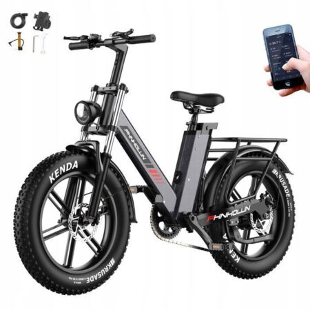 Vélo électrique Phnholun C6 PRO Moteur Puissance 1000W 48V17.5Ah Vitesse 45km/h Autonomie 50km Shimano 7 vitesses 20" gris foncé