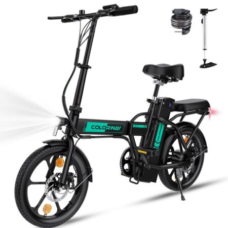Vélo électrique pliable 16" COLORWAY - Batterie 36V8,4Ah - Pédalage assisté - Écran LCD - Noir