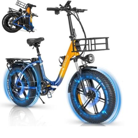 Vélo lectrique pliant - Ridstar - 48V20Ah - 500W - Aluminium 20"  - USB Charging  LCD Meter - Jaune-Bleu