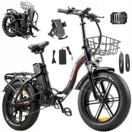 Vélo électrique pliant PASEBIKE P20 Pro Power 1000W Batterie 48V23Ah Vitesse 25-50KM/H 40KM Shimano 7 vitesses Pneu 20"*4.0 Noir