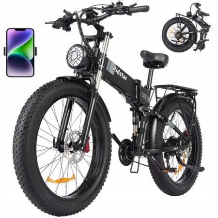 Vélo Électrique Pliable-26"pneus tout terrain-Moteur 1500W-Batterie Amovible 48V/20Ah-Autonomie 40-60km-Shimano 21 vitesses-Noir