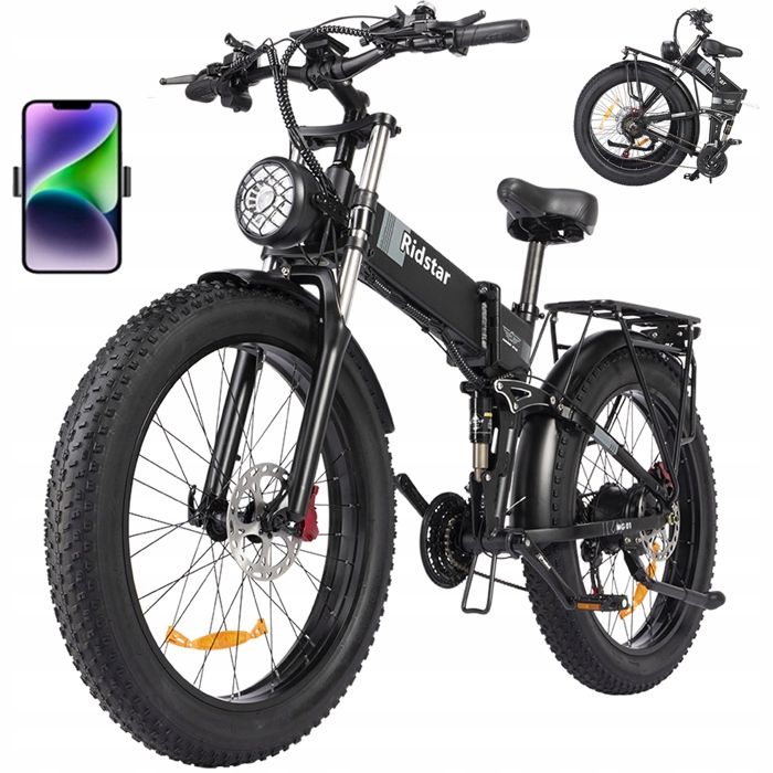 Vélo Électrique Pliable-26"pneus tout terrain-Moteur 1500W-Batterie Amovible 48V/20Ah-Autonomie 40-60km-Shimano 21 vitesses-Noir