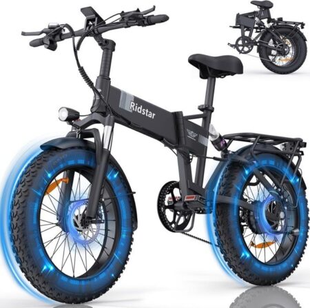 Vélo Électrique Pliable-20"pneus tout terrain-Moteur 1000W-Batterie Amovible 48V/15Ah-Autonomie 40-60km-Shimano 7 vitesses-Noir