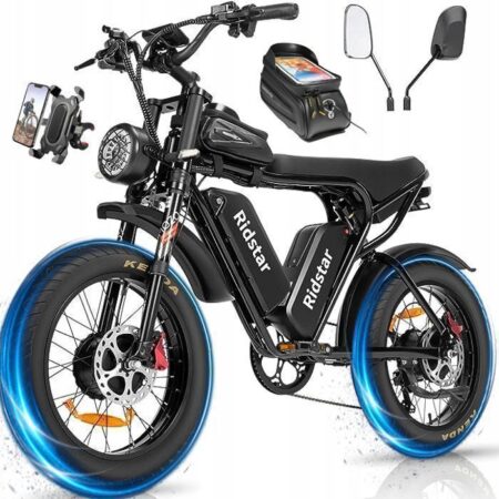 VTT Vélo électrique Ridstar Q20 PRO-2000W (Peak 3000W)-52V40Ah-55km/h-90-120km-SHIMANO 7 Vitesses-20"-Noir-Motoneige-Vélo des