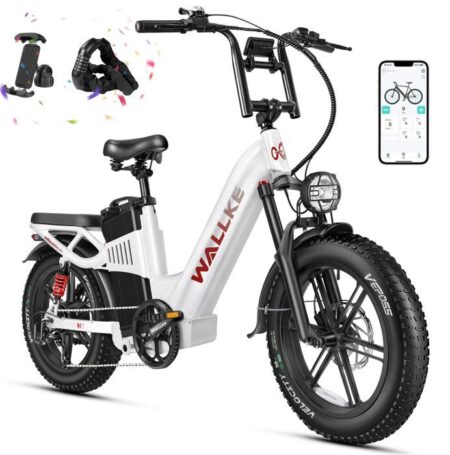Vélo électrique Wallke H7 1200W E-Bike à enjambement 48V 40AH batterie Samsung 20 pouces VTT Shimano 7 vitesses-Blanc