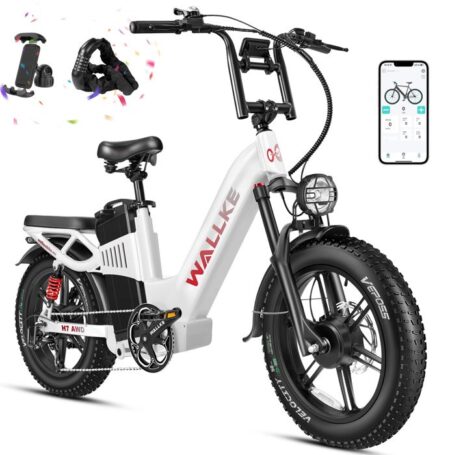 Vélo électrique Wallke H7 AWD 2000W double moteur Bike à enjambement 60AH batterie Samsung 20 pouces VTT Shimano 7 vitesses-Blanc