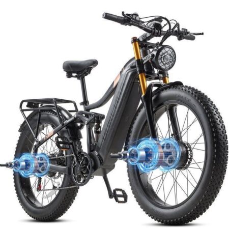BURCHDA HC26 - Vélo Électrique E-BIKE 50KM/H Fat Bike 26"x4,0" Double Moteur 2500W Batterie 48V 30AH Autonomie 150KM Hydraulique