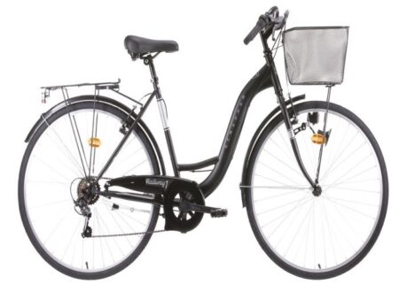 Vélo Rétro 26'' cadre acier " SCRAPPER " 6 Vitesses, dérailleur Shimano et poignée tournante + équipement City + Panier
