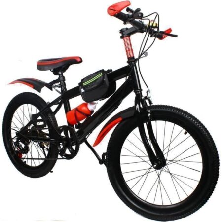Vélo pour Enfants 20 Pouces - VTT 20" Rouge - OUKANING - Vélo de Montagne pour Enfants - VTT à 7 Vitesses - Vélo en Acier au