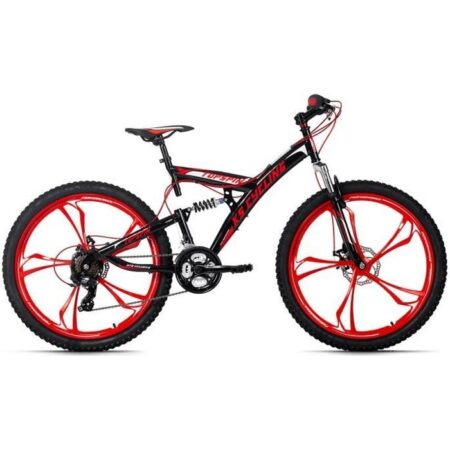 VTT Tout Suspendu 26" Topspin noir-rouge KS Cycling - Mixte - 21 Vitesses - TC 46 cm