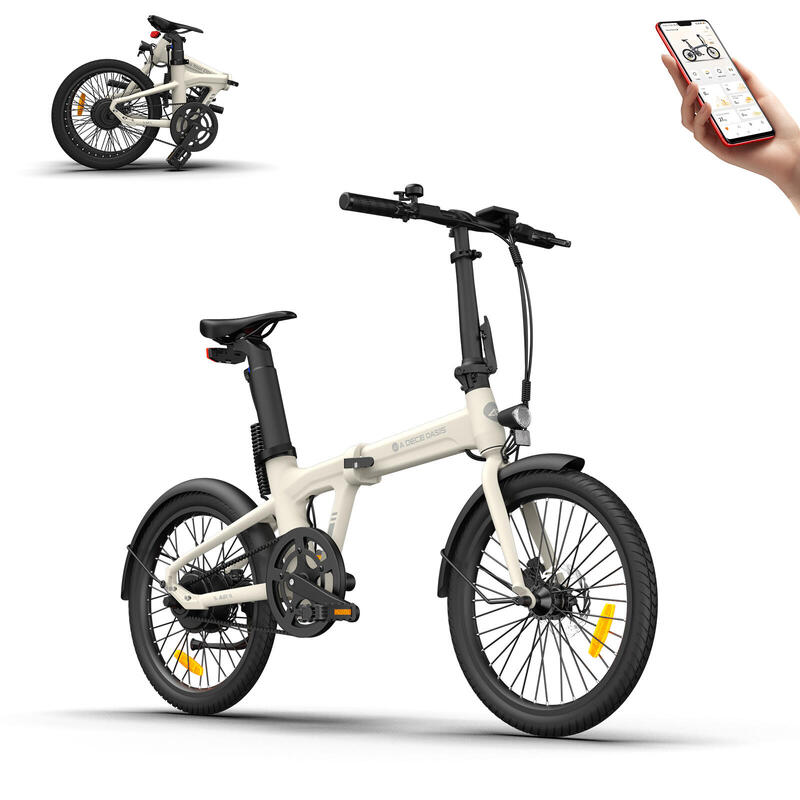 ADO Air20 Vélo électrique Pliable, EBike Entraînement par Courroie, 17.5kg, LCD
