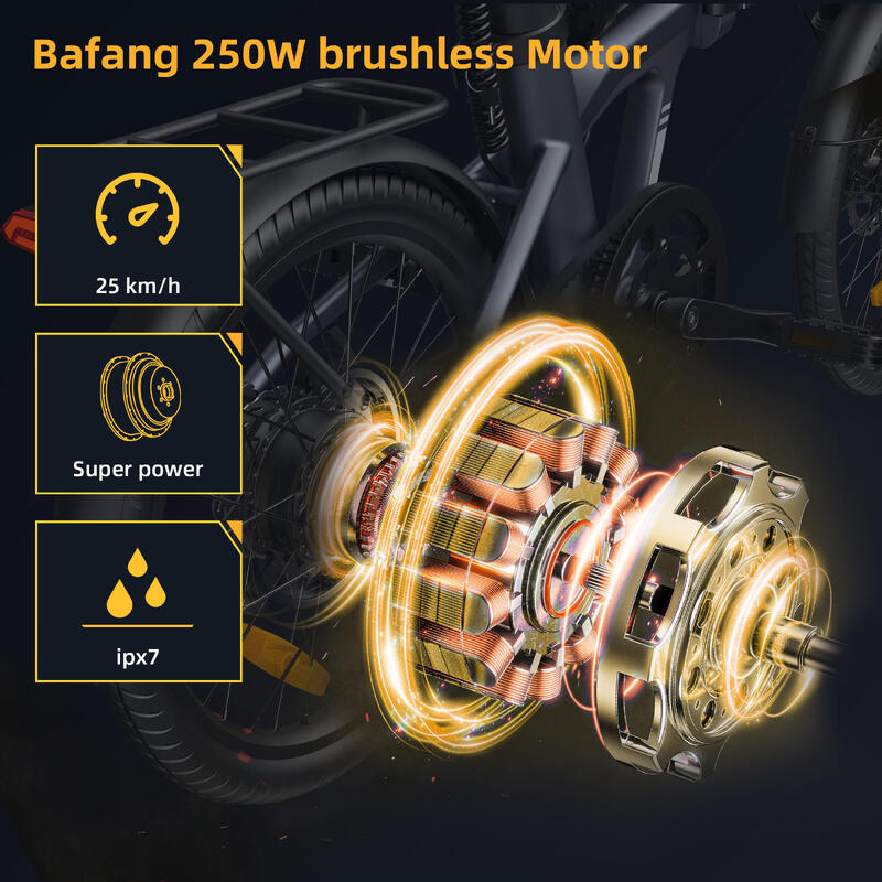ADO Air20Pro Vélo électrique Pliable, Entraînement par Courroie, Moteur Bafang – Image 2