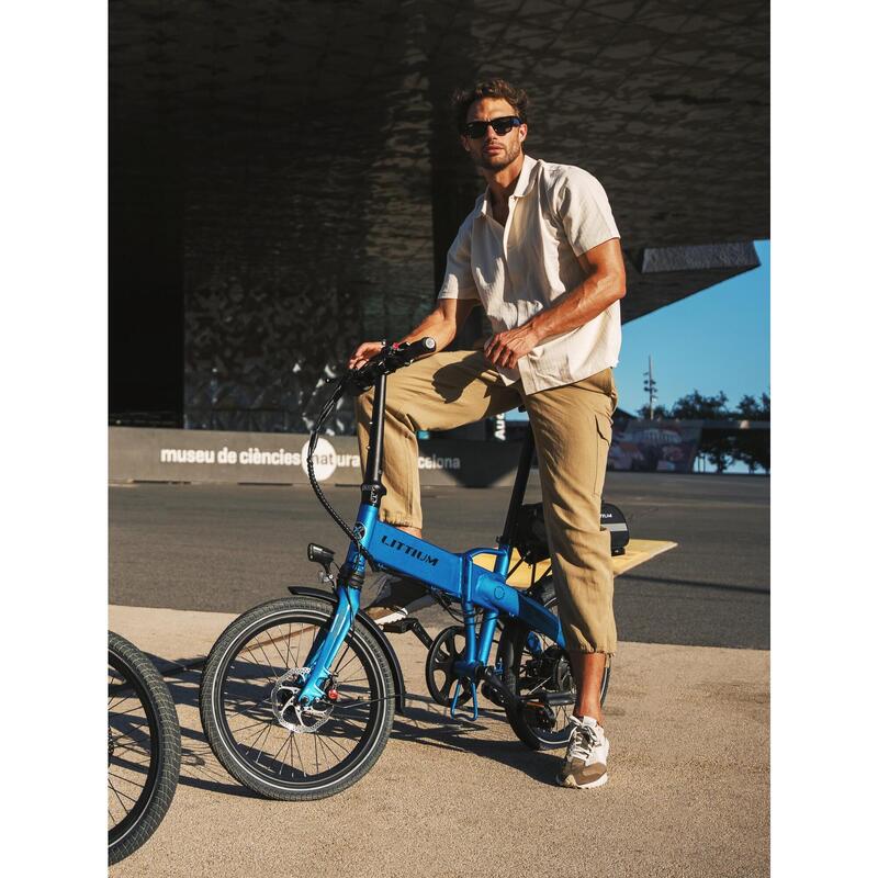 Vélo électrique pliant LITTIUM IBIZA RAINBOW Bleue 10,4 AH – Image 5