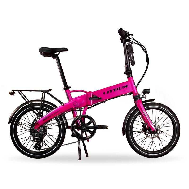 Vélo électrique pliant LITTIUM IBIZA RAINBOW Rose 10,4 AH