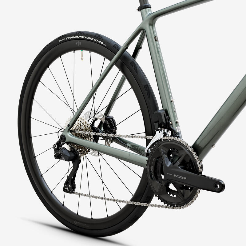 Vélo route endurance, Shimano 105 Di2, EDR CF ULTRA Vert kaki – Image 6