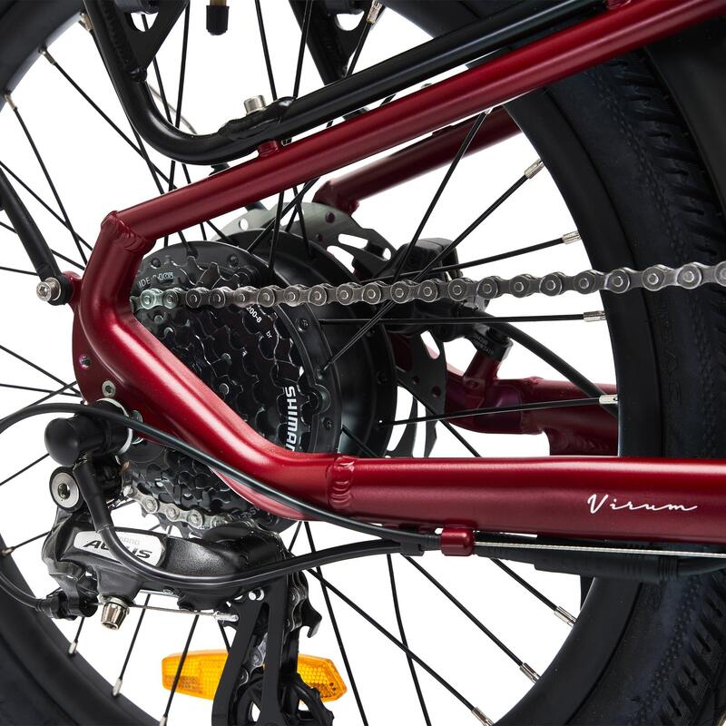 Virum 2025 - Vélo Électrique Ultra-Léger Pliant 36V 10Ah - Sangria Rouge – Image 4