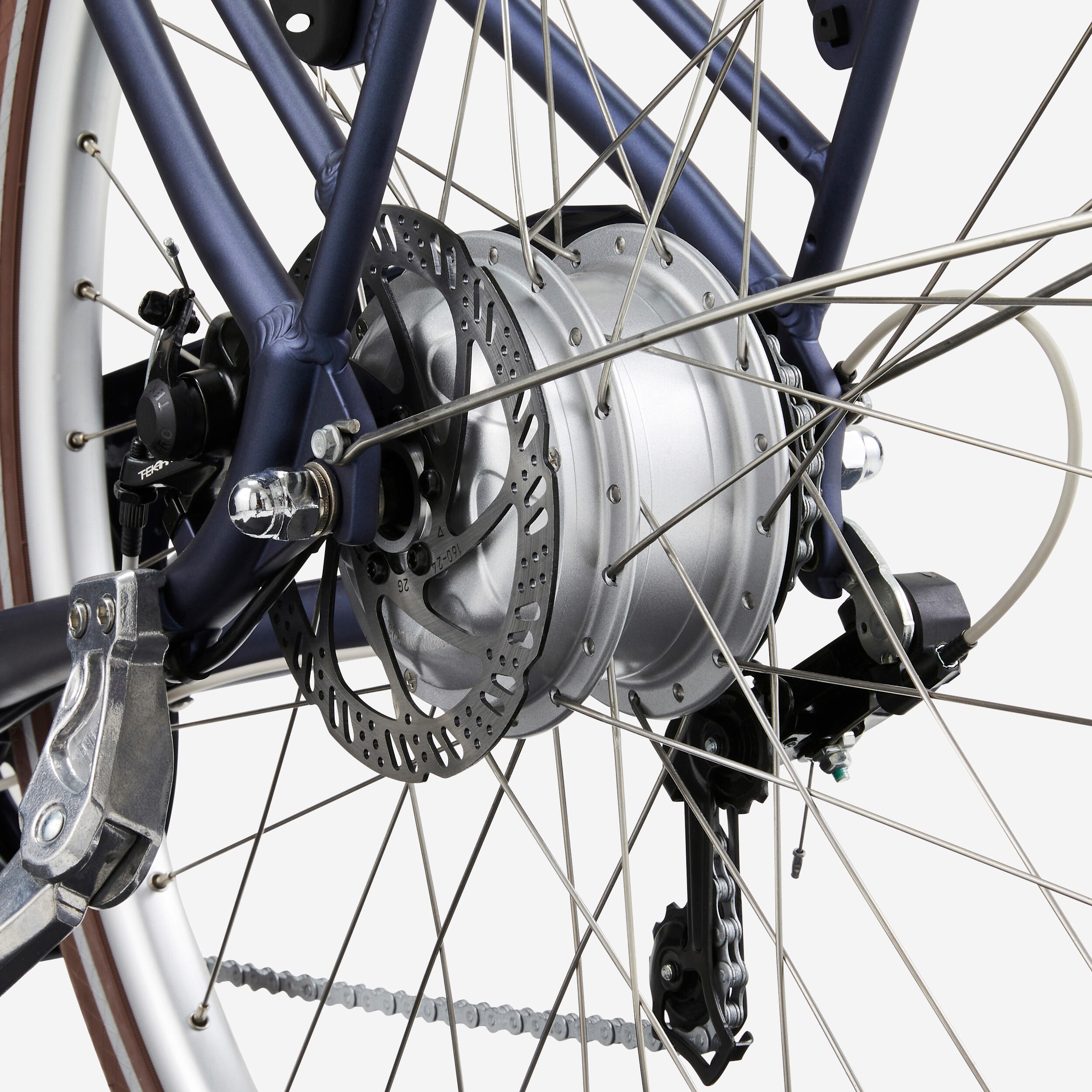 VELO DE VILLE ELECTRIQUE ELOPS 900 E CADRE BAS BLEU FONCE – Image 3
