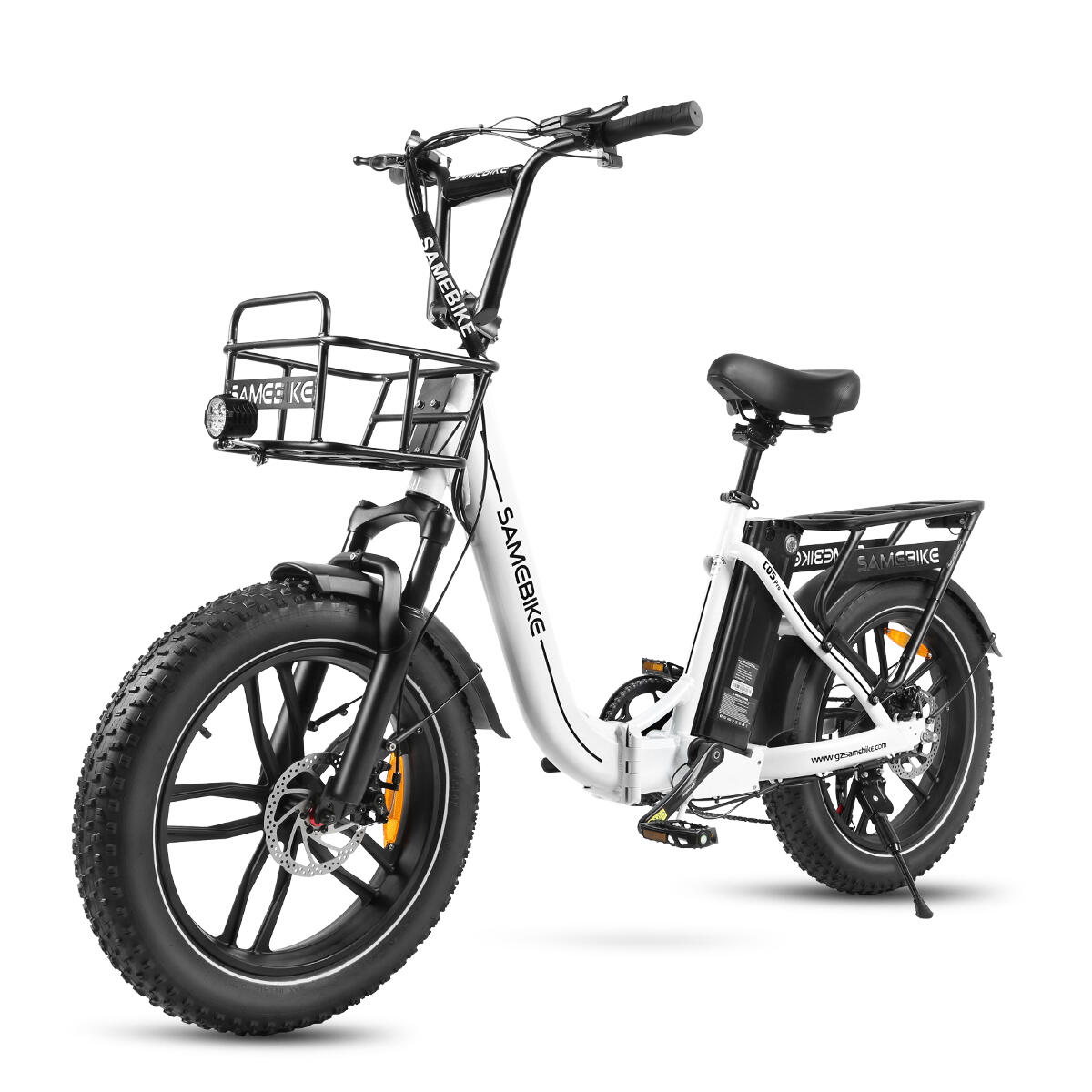 Vélo électrique pliant Samebike C05 Pro avec panier et batterie 36V13AH – Image 2