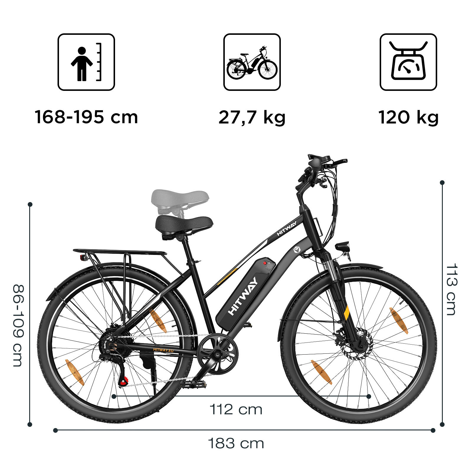 Vélo électrique de ville 28", batterie amovible 432Wh, BK27 – Image 4