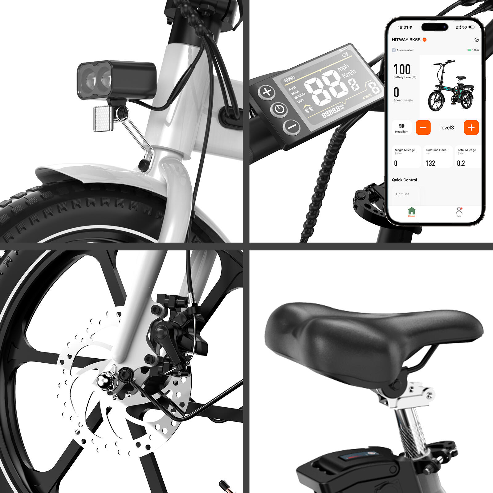 Vélo électrique pliant 16" 13ah 100km BK5 APP – Image 4