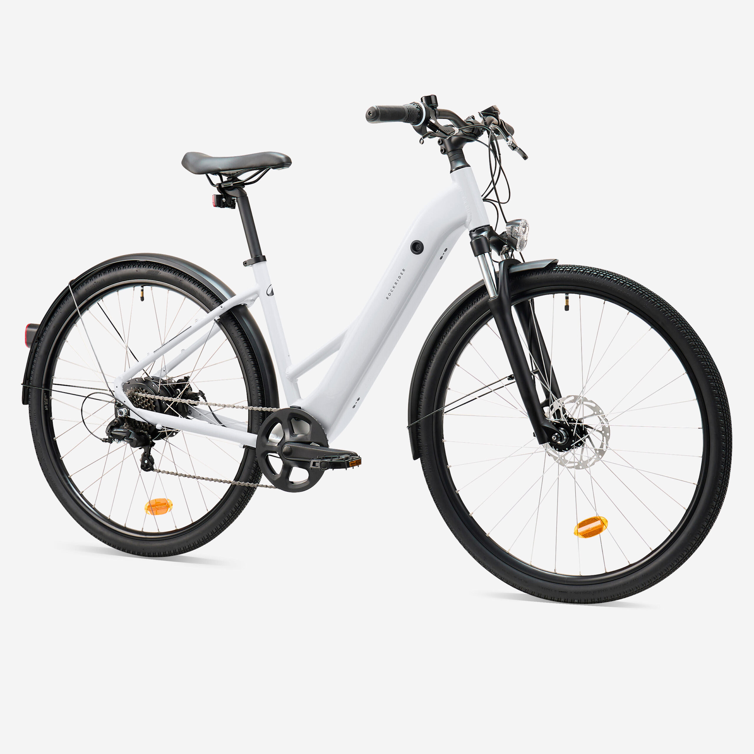 Vélo tout chemin électrique cadre bas, e-actv 100 gris perle