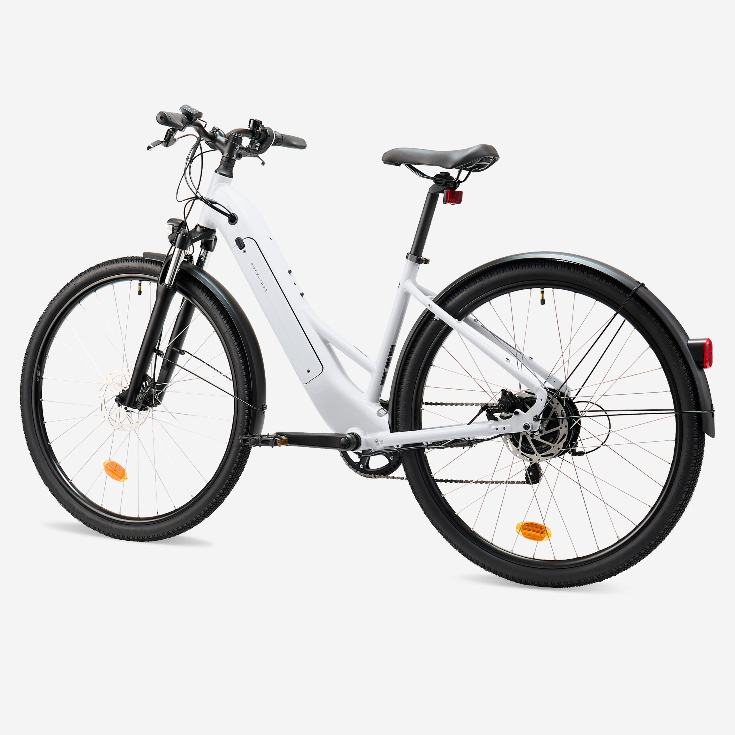 Vélo tout chemin électrique cadre bas, e-actv 100 gris perle – Image 2