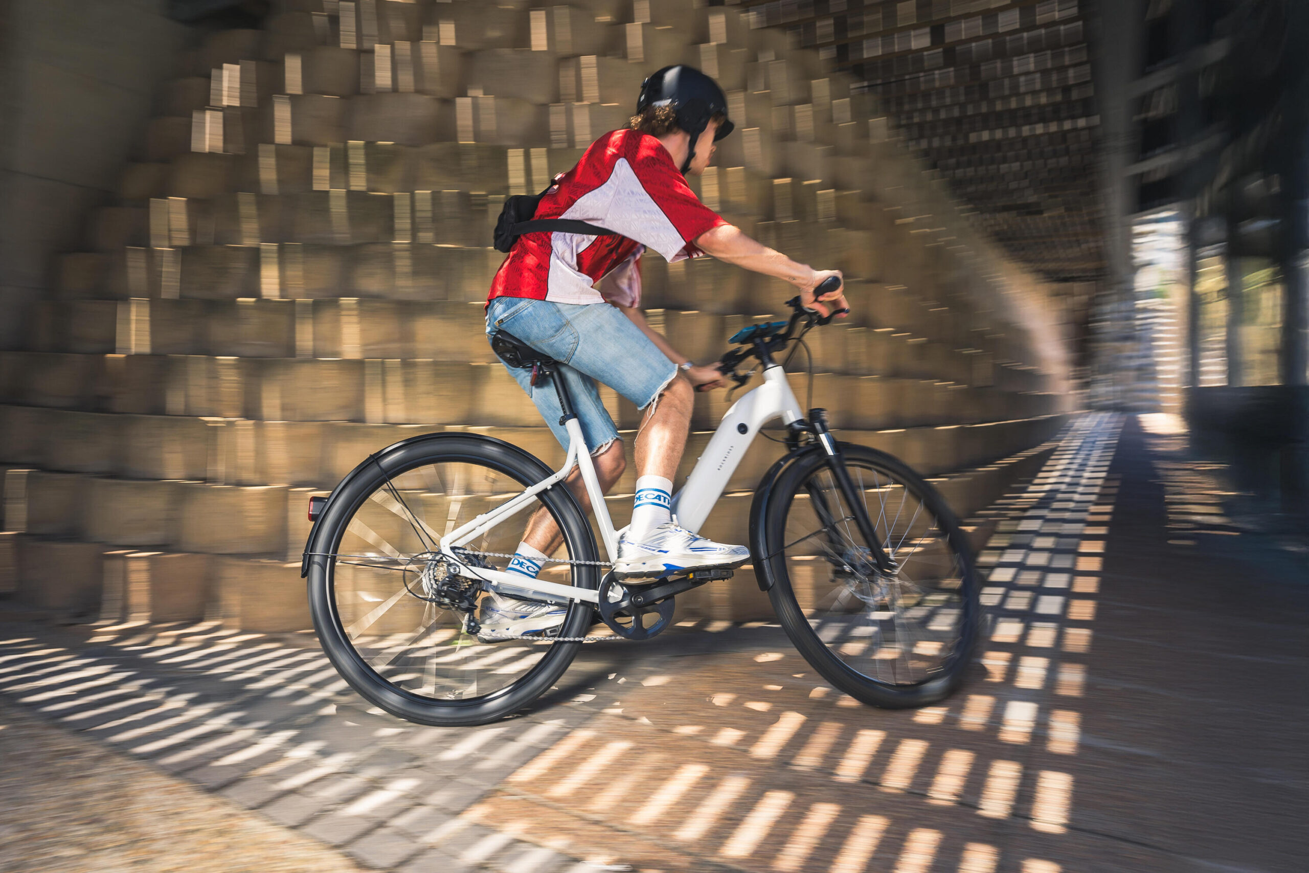 Vélo tout chemin électrique cadre bas, e-actv 100 gris perle – Image 10