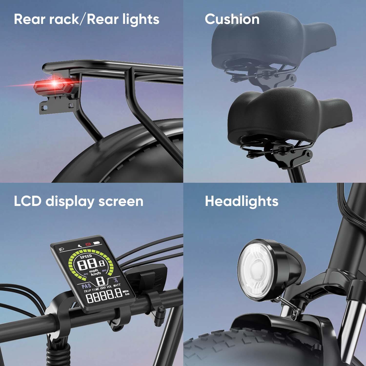 Vélo électrique URLIFE E20 Pro avec batterie 48 V 15,6 Ah et écran LCD – Image 4