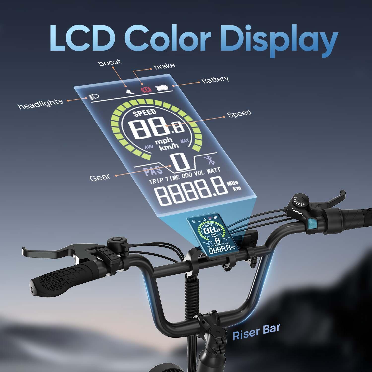 Vélo électrique URLIFE E20 Pro avec batterie 48 V 15,6 Ah et écran LCD – Image 5