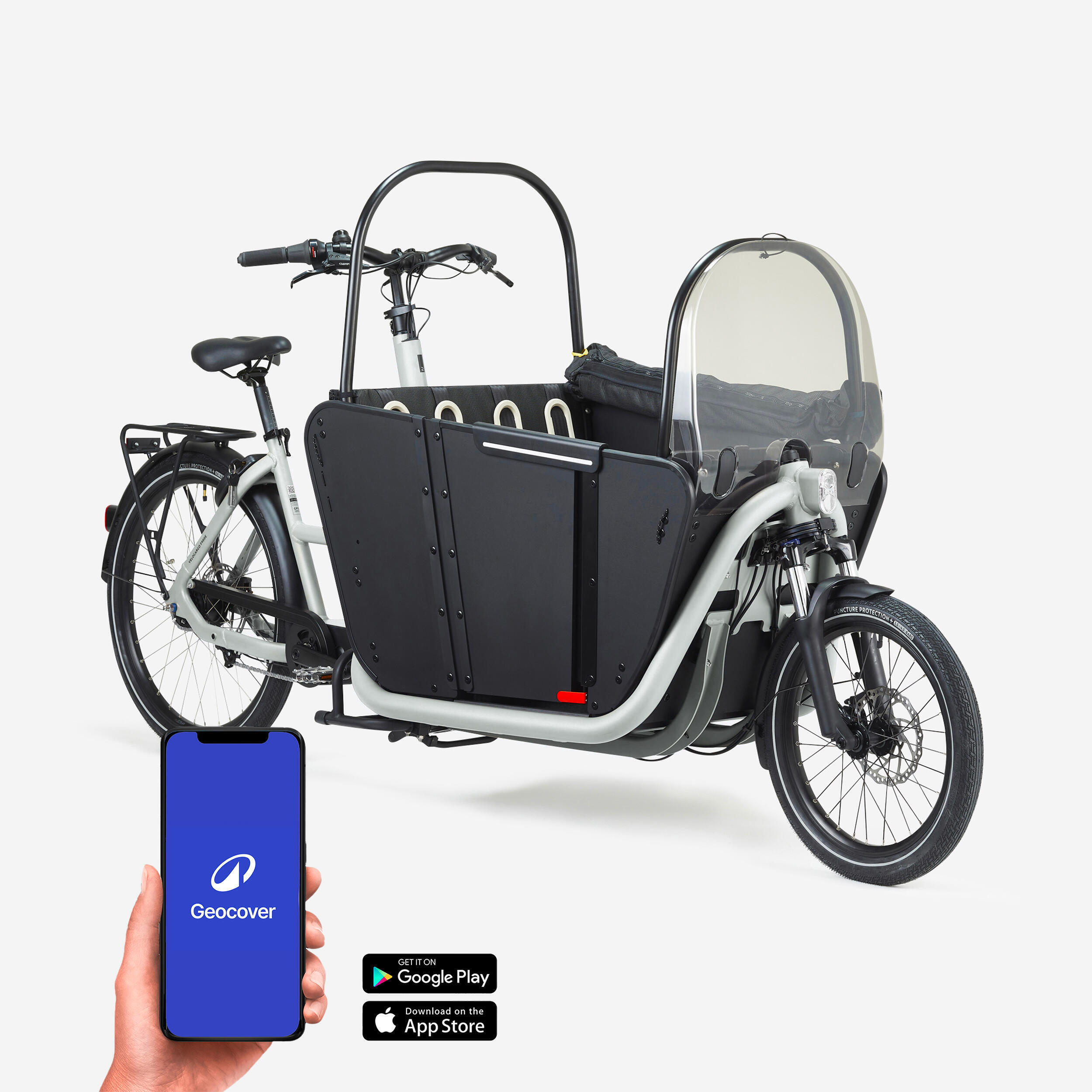 Vélo cargo électrique biporteur famille F900E polar white – Image 4