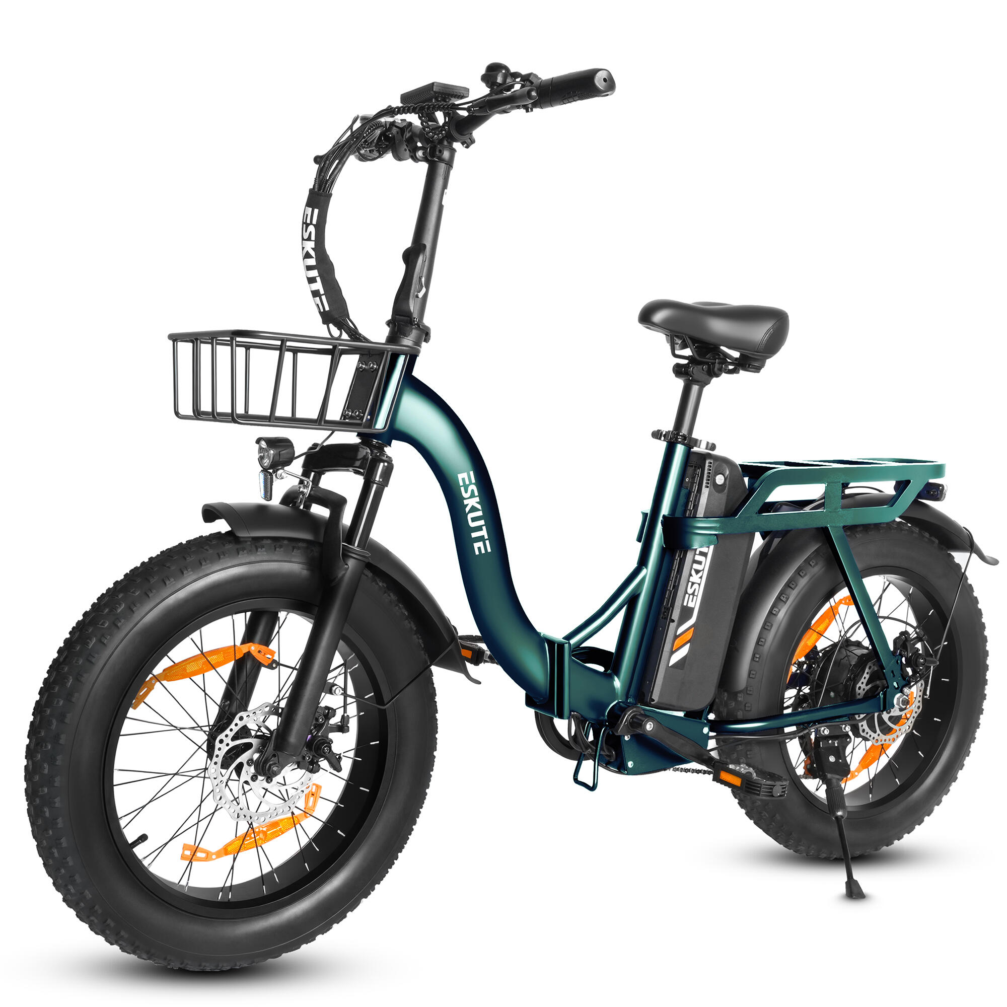 Vélo électrique pliable ESKUTE D202 avec panier avant et batterie 48 V 20,8 Ah – Image 2