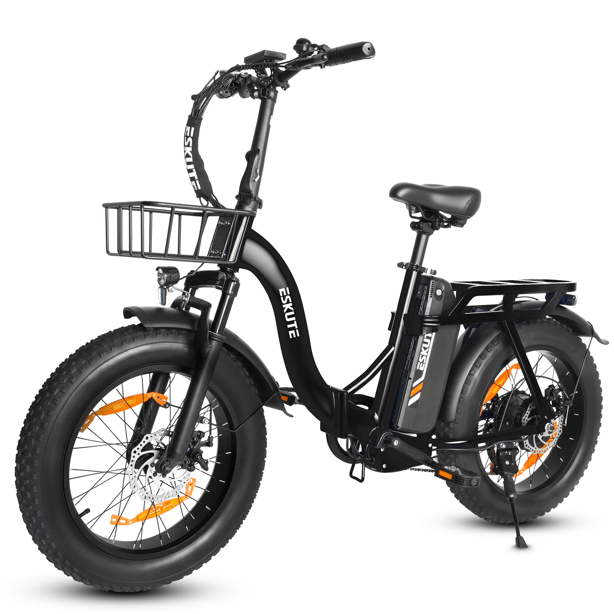 Vélo électrique pliable ESKUTE D202 avec panier avant et batterie 48 V 20,8 Ah – Image 2