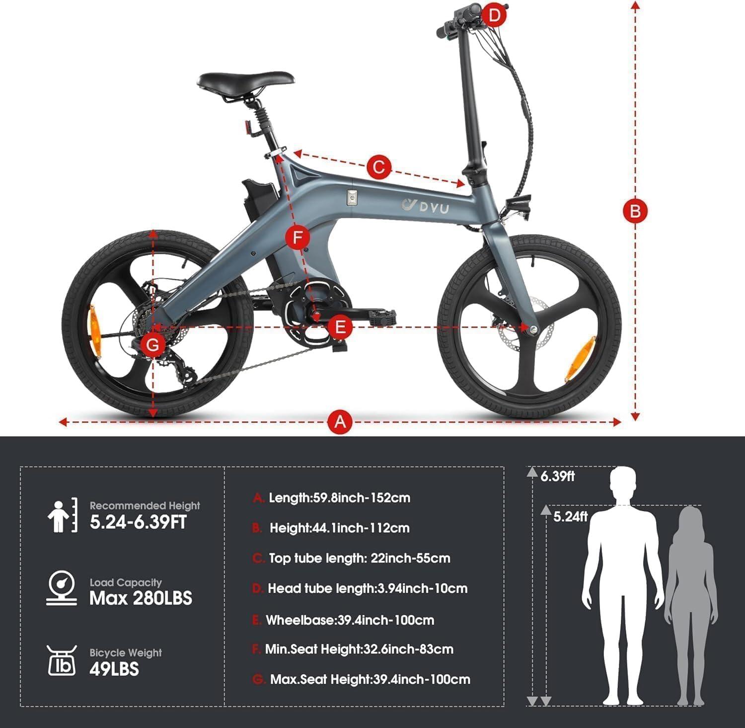 Vélo électrique urbain DYU T1, pneus 20", moteur 250 W, batterie 36 V 10 Ah – Image 3