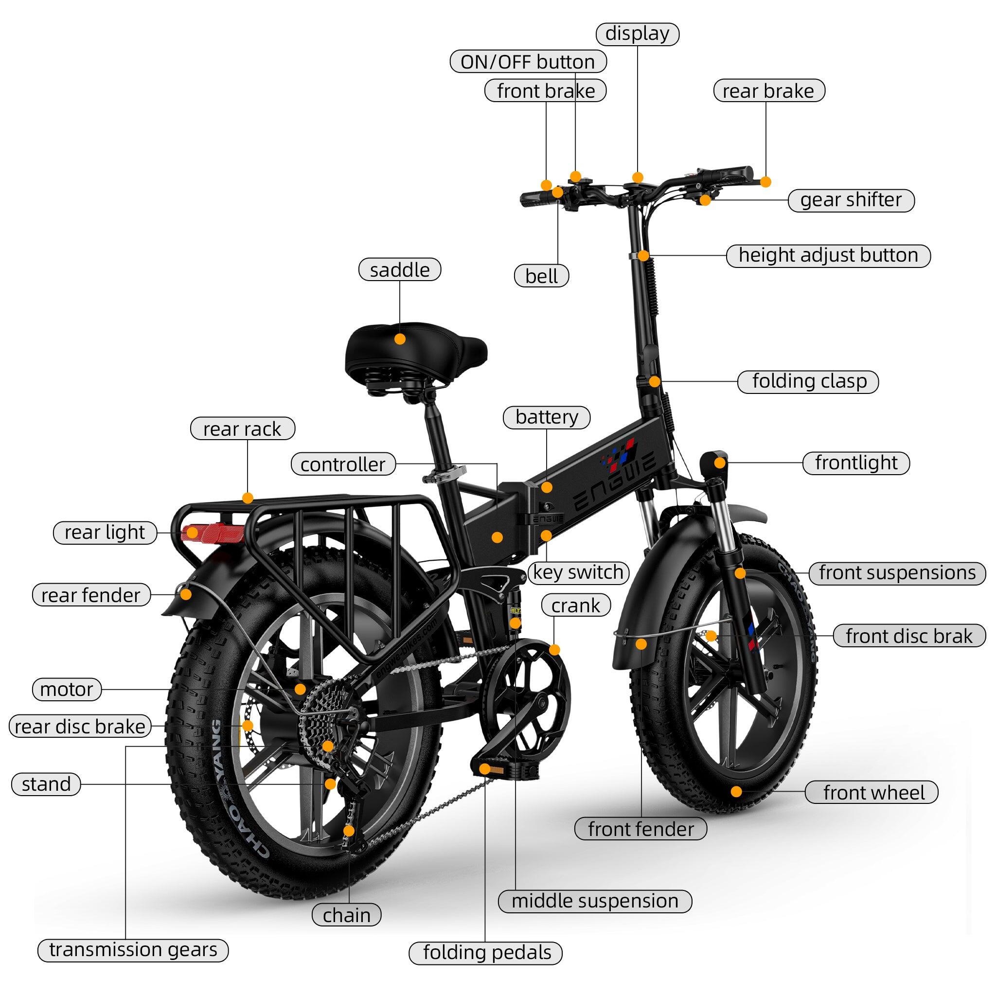 Vélo électrique ENGWE ENGINE X 250W - 60KM autonomie - Freins à disque – Image 3