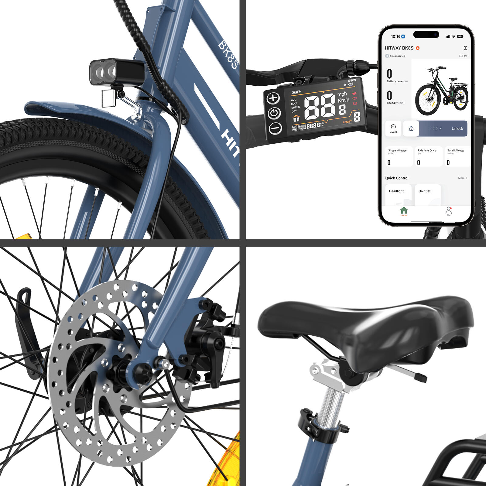 27,5" Vélo de ville électrique cadre bas 13Ah batterie amovible BK8S APP – Image 4