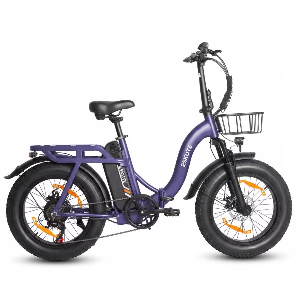 Vélo électrique (pliant) Ridstar MN20 Puissance moteur 1000W Batterie 48V15AH Shimano 7 vitesses Pneus tout terrain 20" Bleu Orange