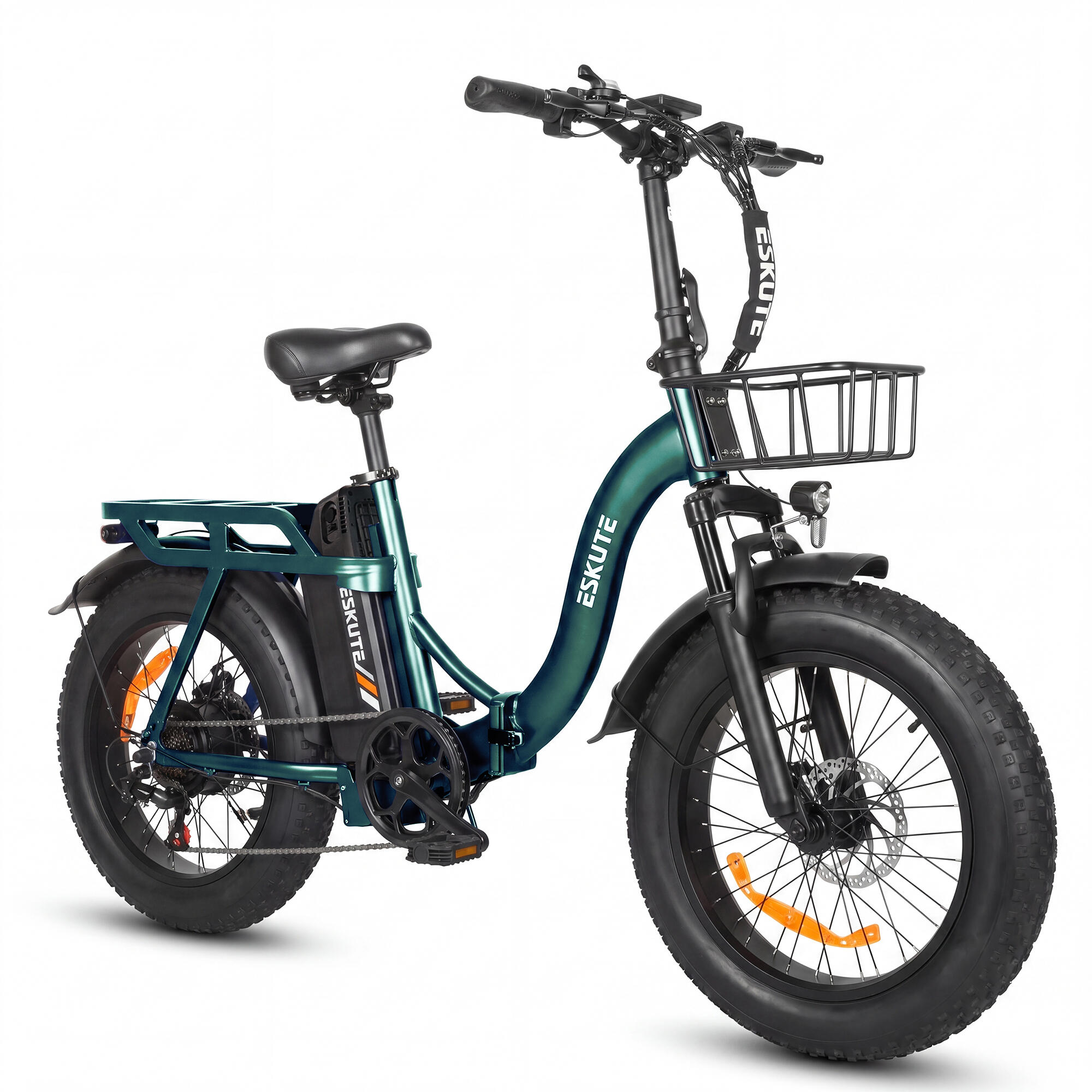 Vélo électrique pliant ESKUTE D202 avec panier avant et batterie 48 V 20,8 Ah – Image 2