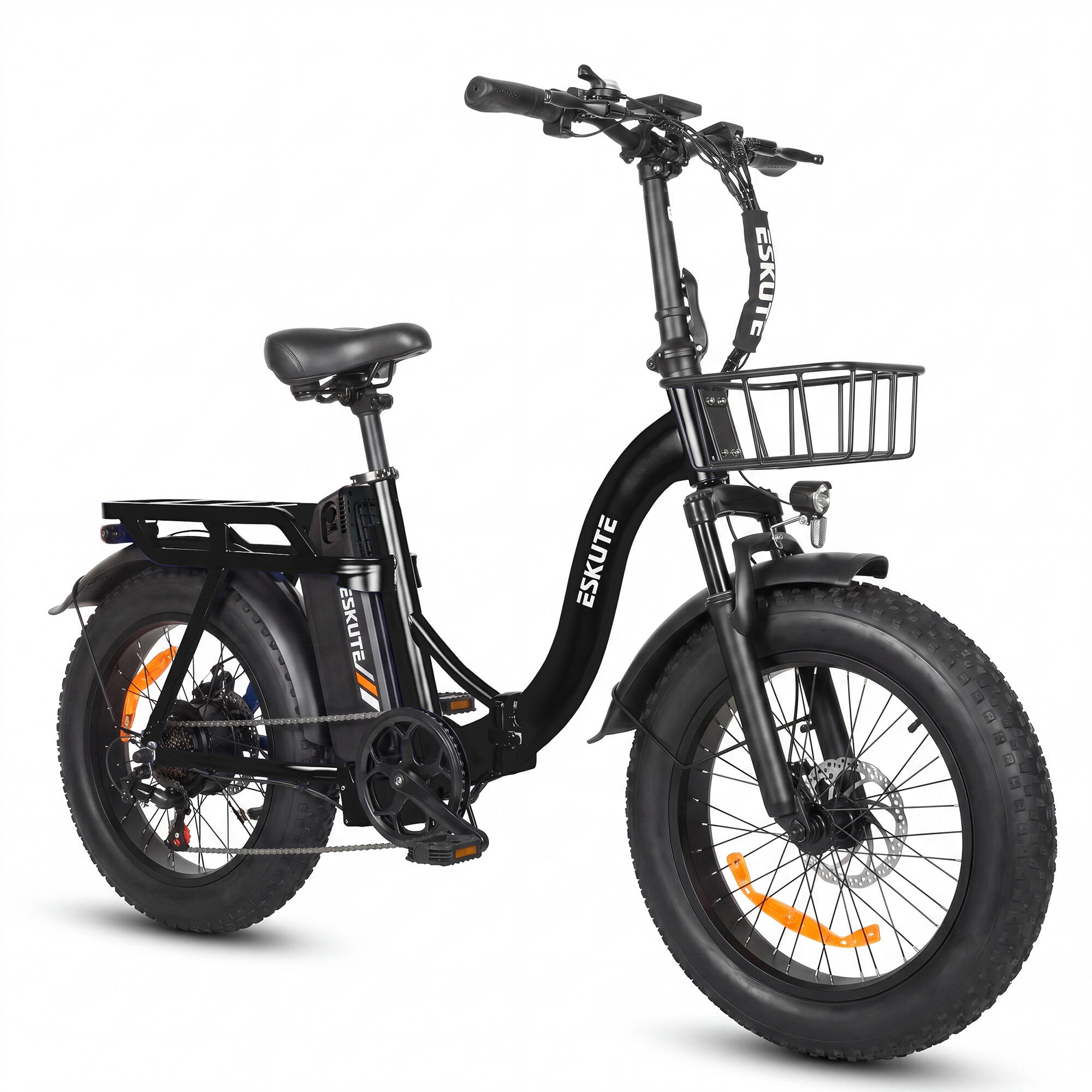 Vélo électrique pliant ESKUTE D202 avec panier avant et batterie 48 V 20,8 Ah – Image 2