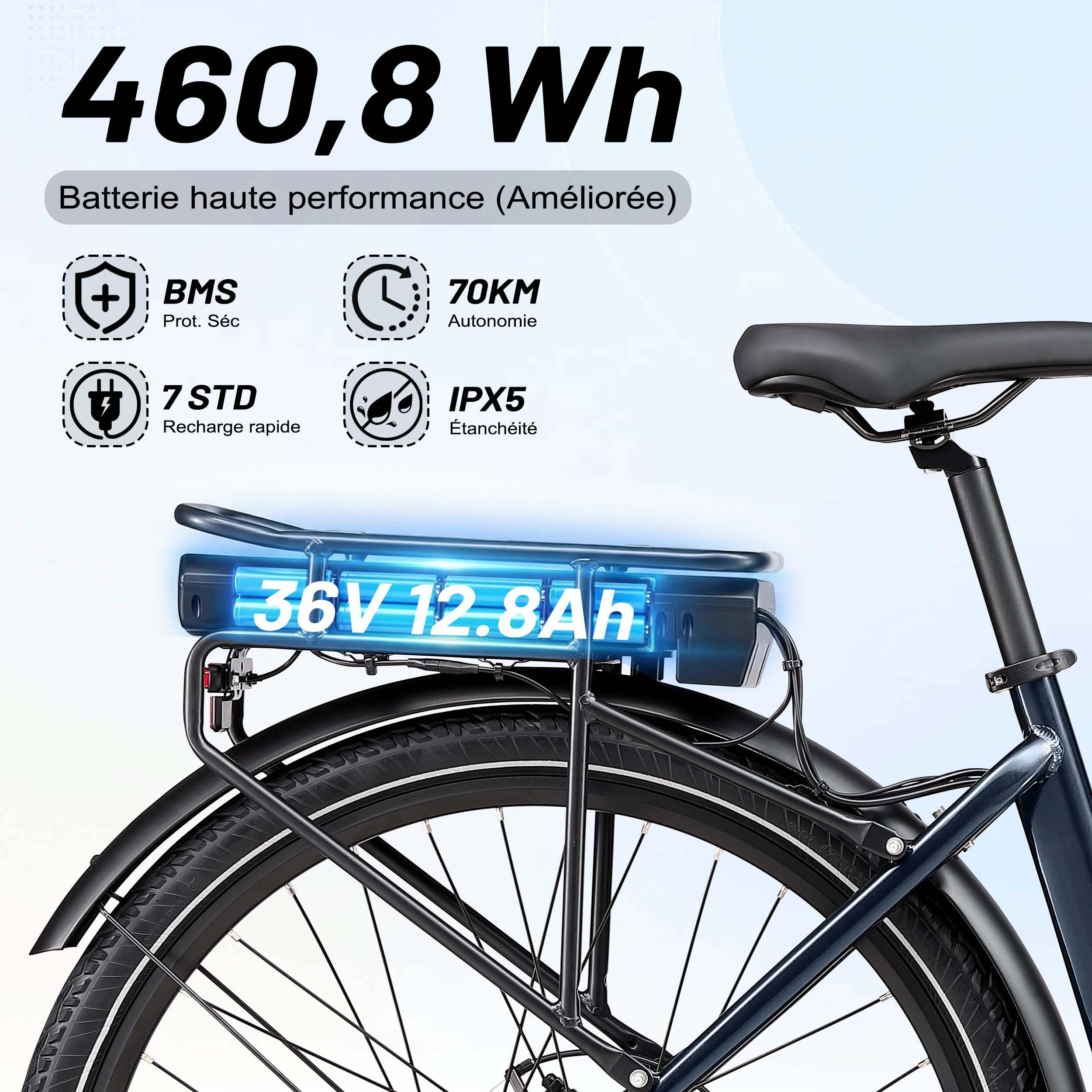 Vélo électrique Maxtron Urban7 Commuter avec batterie 36V 12,8AH, 7 vitesses. – Image 2