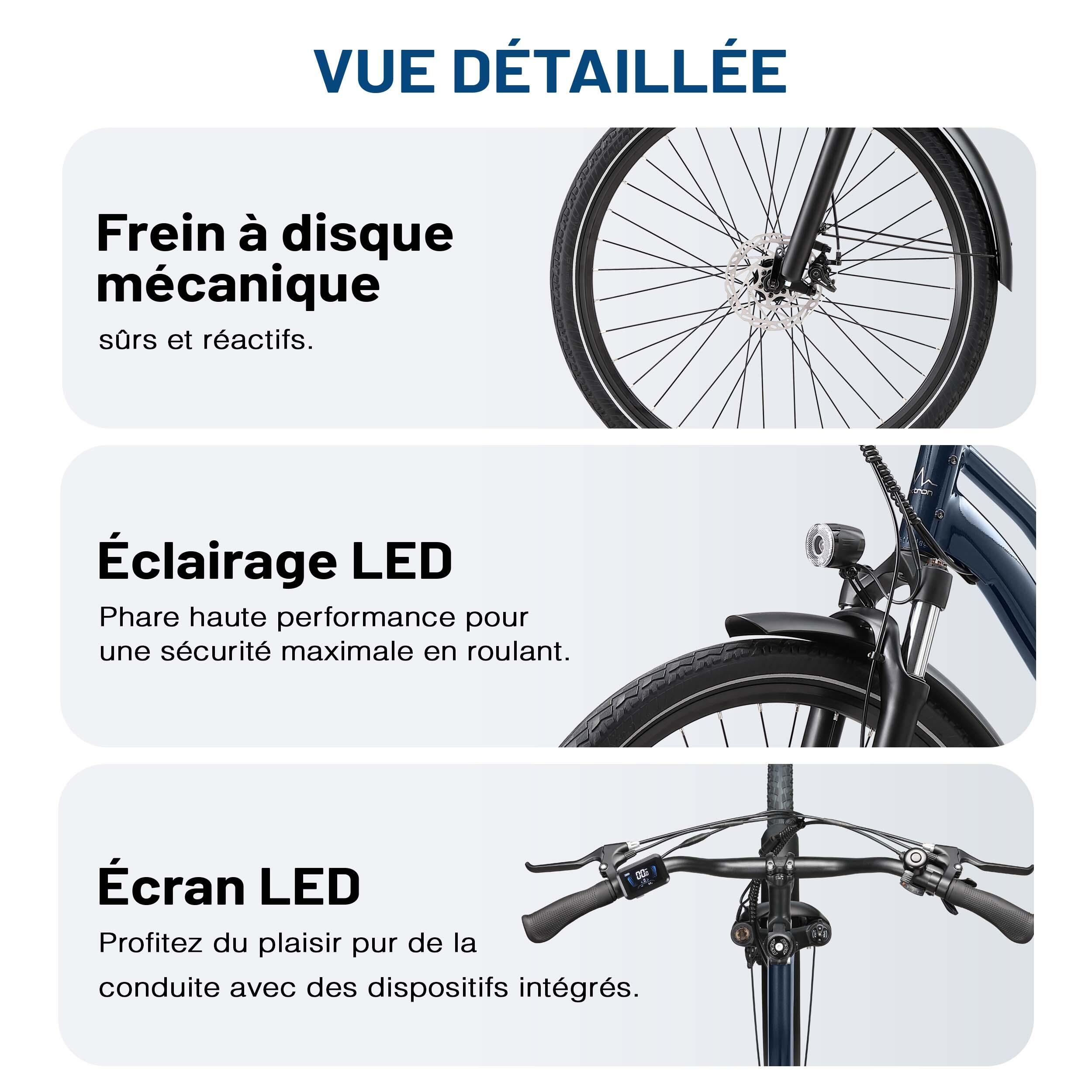 Vélo électrique Maxtron Urban7 Commuter avec batterie 36V 12,8AH, 7 vitesses. – Image 3